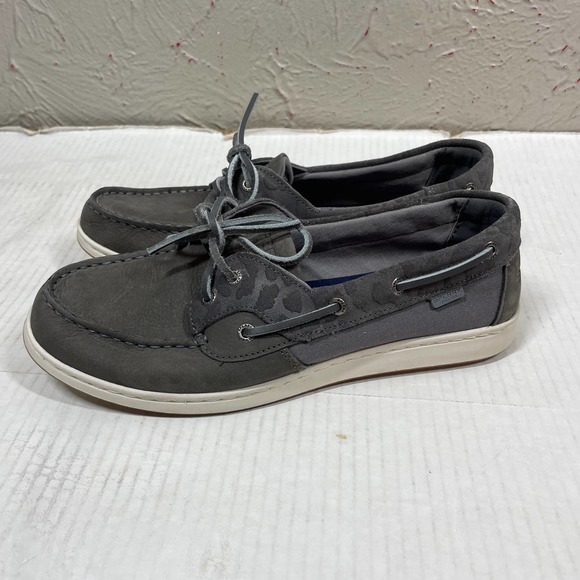 Sperry Gray Leather 360° Lace Stitches Lightweight Coastfish Boat Shoe Womens 9 - Picture 2 of 6